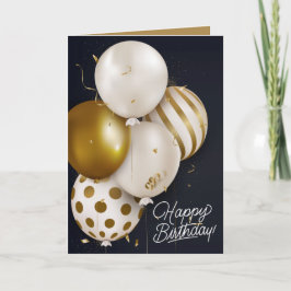 Custom Birthday Gold White Balloons Grußkarte Karte