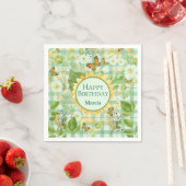 Custom Birthday Green Gingham Sunflower Butterfly Serviette (Beispiel)