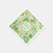 Custom Birthday Green Gingham Sunflower Butterfly Serviette (Ecke)