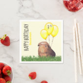 Custom Birthday Guinea Pig Gelbe Balloons Serviette (Beispiel)