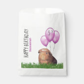 Custom Birthday Guinea Pig Lila Balloons Gefallen  Geschenktütchen (Vorderseite)