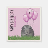 Custom Birthday Guinea Pig Lila Balloons Serviette (Vorderseite)