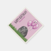 Custom Birthday Guinea Pig Lila Balloons Serviette (Ecke)