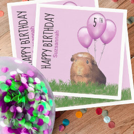 Custom Birthday Guinea Pig Lila Balloons Serviette