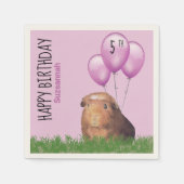 Custom Birthday Guinea Pig Lila Balloons Serviette (Vorderseite)
