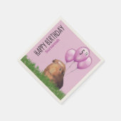 Custom Birthday Guinea Pig Lila Balloons Serviette (Ecke)