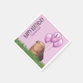 Custom Birthday Guinea Pig Lila Balloons Serviette (Ecke)
