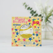 Custom Birthday Invite Retro Vinyl Record 45 RPM Einladung (Stehend Vorderseite)