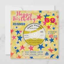 Custom Birthday Invite Retro Vinyl Record 45 RPM