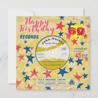 Custom Birthday Invite Retro Vinyl Record 45 RPM Einladung