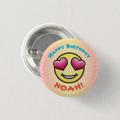 Custom Birthday Liebe Emoji Button (Vorne & Hinten)