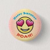 Custom Birthday Liebe Emoji Button (Vorderseite)