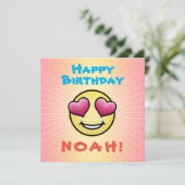 Custom Birthday Liebe Emoji Einladung (Stehend Vorderseite)