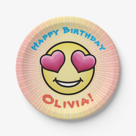 Custom Birthday Liebe Emoji Pappteller (Vorderseite)