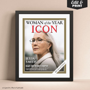 Custom Birthday Magazine Cover, Frauenportrait Poster