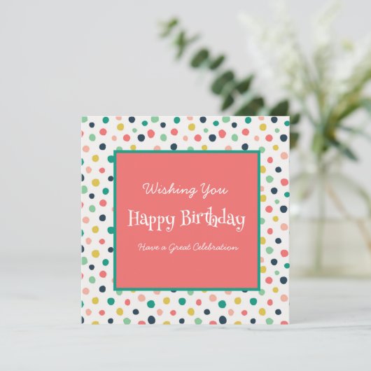 Custom Birthday Mod Orange Aquamarin Dots White Sc (Stehend Vorderseite)