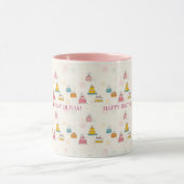 Custom Birthday Mug – Floating Cakes & Confetti Tasse (Zentrum)