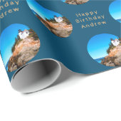 Custom Birthday Name Bass Harbour Lighthouse Acadi Geschenkpapier (Rolleneckpunkt)