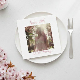 Custom Birthday Napkins with Photo - Personalized  Serviette