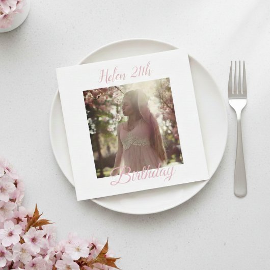 Custom Birthday Napkins with Photo - Personalized  Serviette
