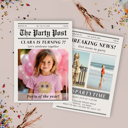 Custom Birthday Newspaper Magazine Cover Einladung