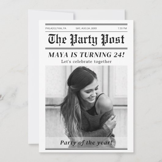 Custom Birthday Newspapier Magazine Cover Einladung (Vorderseite)
