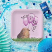 Custom Birthday Niedliche Guinea Pig Lila Balloons Pappteller (Party)