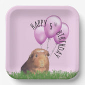 Custom Birthday Niedliche Guinea Pig Lila Balloons Pappteller (Vorderseite)