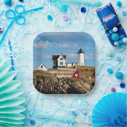 Custom Birthday Nubble Lighthouse Pappteller (Party)