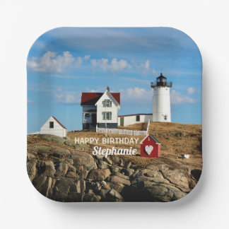 Custom Birthday Nubble Lighthouse Pappteller