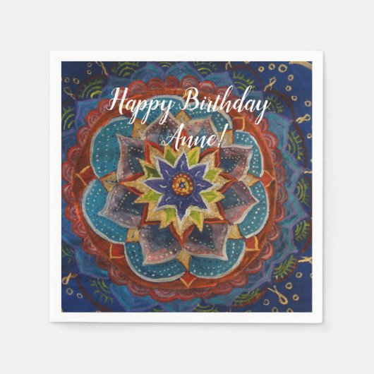 Custom Birthday Paper NapkinsMandala Art Serviette (Vorderseite)