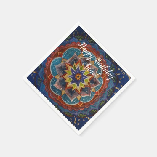 Custom Birthday Paper NapkinsMandala Art Serviette (Ecke)