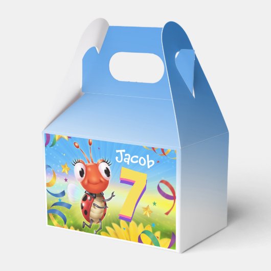 Custom Birthday Party Box Junge 7 yrs Lil’ Ladybug Geschenkschachtel (Vorderseite)