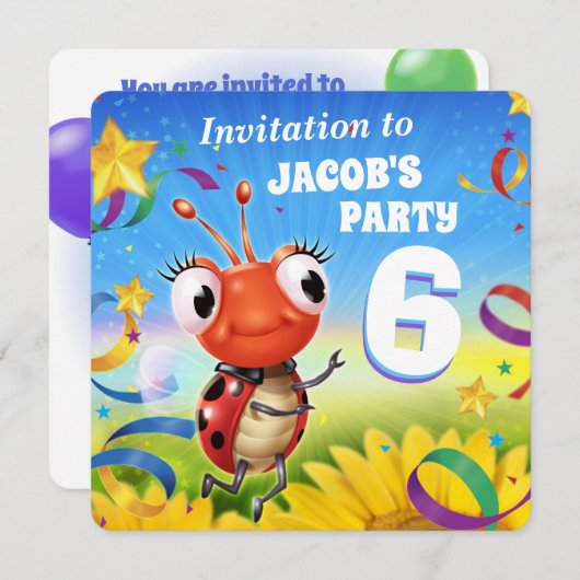 Custom Birthday Party einladen Junge 6 Jahre alt Einladung (Vorne/Hinten)