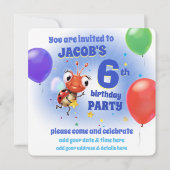 Custom Birthday Party einladen Junge 6 Jahre alt Einladung (Rückseite)