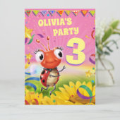 Custom Birthday Party einladen Mädchen 3 Jahre alt Einladung (Stehend Vorderseite)