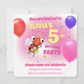 Custom Birthday Party einladen Mädchen 5 Jahre alt Einladung (Rückseite)