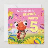 Custom Birthday Party einladen Mädchen 5 Jahre alt Einladung (Vorderseite)