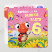 Custom Birthday Party einladen Mädchen 6 Jahre alt Einladung (Vorne/Hinten)