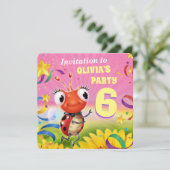 Custom Birthday Party einladen Mädchen 6 Jahre alt Einladung (Stehend Vorderseite)