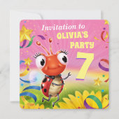 Custom Birthday Party einladen Mädchen 7 Jahre alt Einladung (Vorderseite)