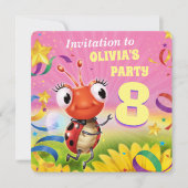 Custom Birthday Party einladen Mädchen 8 Jahre alt Einladung (Vorderseite)