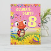 Custom Birthday Party einladen Mädchen 8 Jahre alt Einladung (Stehend Vorderseite)