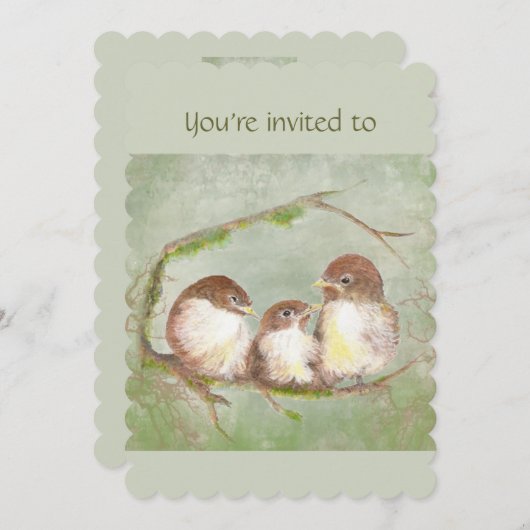 Custom Birthday Party Einladung Sparrow Family Bir (Vorne/Hinten)