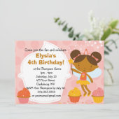 Custom Birthday Party - Fee Princess Cupcake Einladung (Stehend Vorderseite)