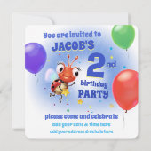 Custom Birthday Party laden Junge 2 Jahre alt ein Einladung (Rückseite)