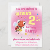 Custom Birthday Party laden Mädchen 2 Jahre alt Einladung (Rückseite)