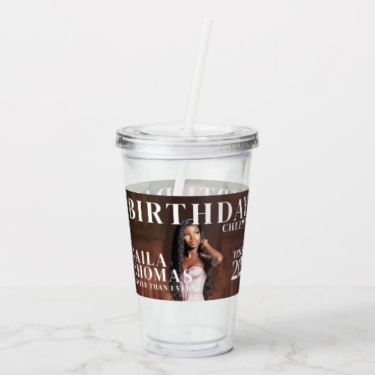 Custom Birthday Party Magazine Cover Cheers Acryltrinkbecher (Rückseite)