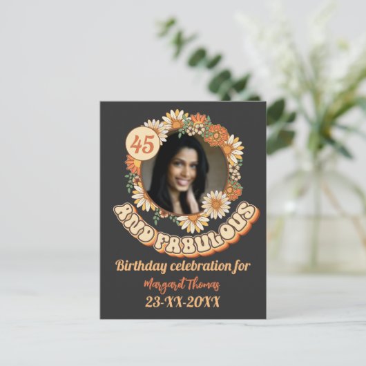 Custom Birthday Party Matching Group Blumengarten Einladungspostkarte (Stehend Vorderseite)