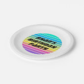 Custom Birthday Party Paper Plate - Sci-Fi Rainbow Pappteller (Schrägansicht)